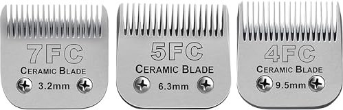 BESTBOMG 3 unité Lame de Rechange pour toilettage de Chiens,Compatible avec Les séries Heiniger/Moser Max45/Andis/Oster A5 Tondeuse pour Chien,Taille 3,2mm-9.5mm Longueur de Coupe