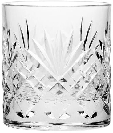 British Crystal Single Old Fashioned Whisky Glass/Tumbler, Clear, Brierley Hill Crystal Cut Glass Westminster (1, 290ml)