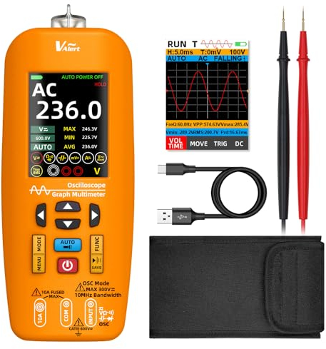 MAXRIENY Digitale Oszilloskop Multimeter 10Mhz Bandbreite Tragbare Oszilloskop 48MSa/s 6000 Count Multimeter True RMS Messung Strom Spannung Kontinuität Widerstand Diode NCV Kapazität Datenübertragung