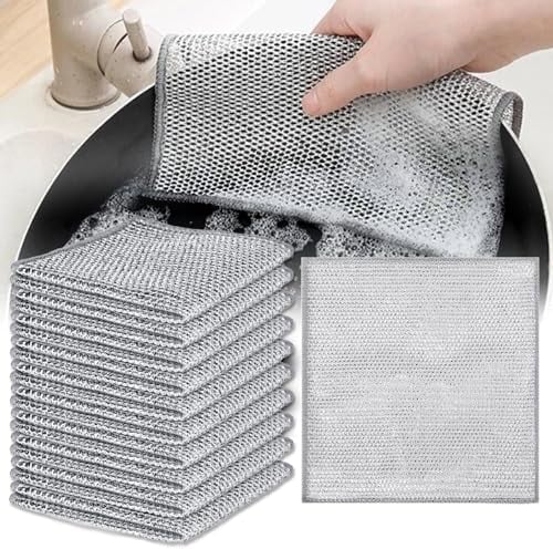 Thapncow 10 Paño de Limpieza Multiusos antirrayas de Piezas, paño de Limpieza, paños de Limpieza Reutilizables húmedos y Secos para Limpiar Platos, ollas, Parrillas