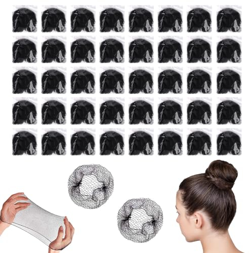40 Stück Wiederverwendbare Feinmaschig Ballettbrötchen Haarnetz Dutt Duttnetz Haarnetze Elastisches Haarnetz für Krankenschwestern Tänzer Flugbegleiter Styling für Kinderballett-Dutts(Schwarz)