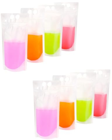 50 Stück durchsichtige Getränkebeutel, wiederverschließbarer, mit Reißverschluss versehener, wiederverwendbarer Getränkebehälter zum Einfrieren von Säften, kalten/heißen Getränken, Partyzubehör 500 ml