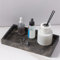 Navaris Tablett für Schmuck und Make-Up Marmoroptik - Rund Platte Deko Tray Schminktisch - Badezimmer Tablett Braun - Rechteckig Schale Marmorplatte - Deko Tablett Marmor Optik