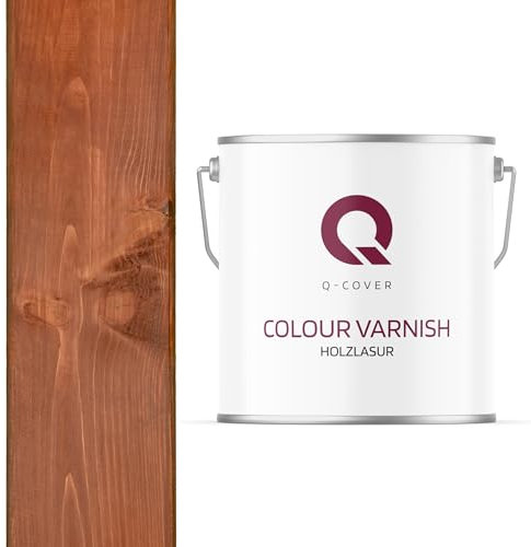 Q-Cover Holzlasur Mahagoni 5L (ca.25m²-1 Anstrich) Satin Holzschutz Holzschutzlasur Lasur Wasserbasierte Innen Außen Lasur Abperleffekt Für Holz