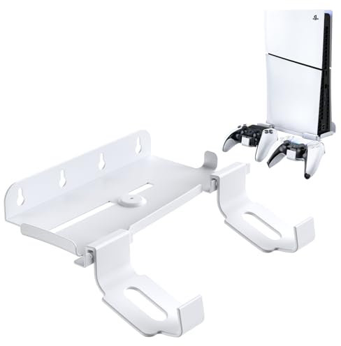 Shinkuro Wandhalterungs-Set für PS5 Slim, Wandhalterung mit 2 abnehmbaren Controller-Haltern & Cutter & Befestigungsschraube für PS5 Slim Disc/Digtial Edition, PS5 Slim Stand Zubehör