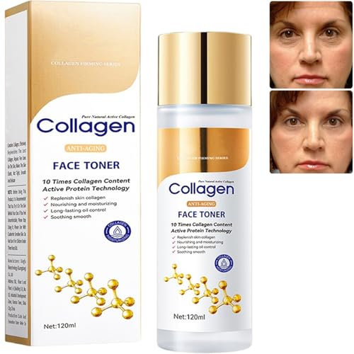 Limetown Collagen Face Toner 120ml, Hydrolysiertes Collagen Face Toner, Koreanisches Gesichtswasser, Anti-Aging Hydrating Facial Toner, Hyaluronsäure Moisturizer Brightening Serum (1 Stück)
