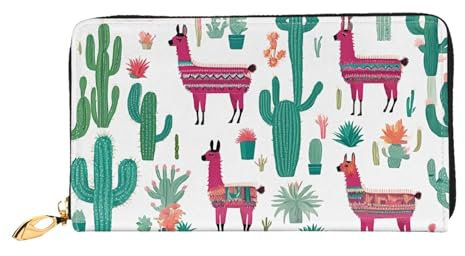 WTTRAEHHM (Lama Alpaka) Lange Geldbörse Clutch mit Reißverschluss für Frauen Stilvolles Druckdesign Multifunktionale Geldbörse für Damen, Lama Alpaka, Einheitsgröße, klassisch, Lama Alpaka,