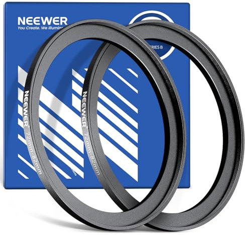 Neewer 72-82mm Step Up Ring Adapter (2 Pack) with Cleaning Cloth, Ultra Slim Aluminum Alloy Lens Filter Adapter Ring for 72mm Camera Lens to Use 82mm Filter