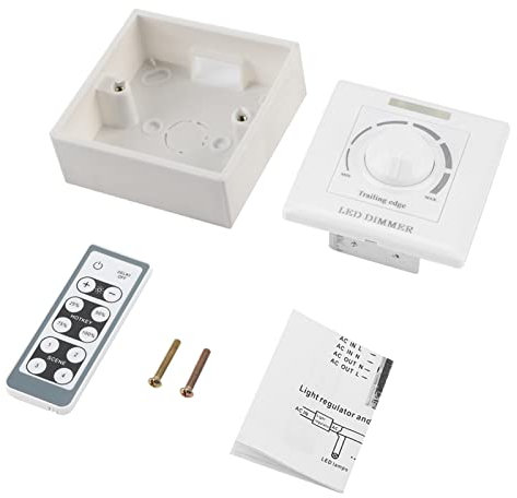 Dimmer Rotativo, Dimmer LED Pannello Dimmer Luce LED Dimmer Regolabile Controllo luminosità Telecomando IR Interruttore a Parete 200W (220V)