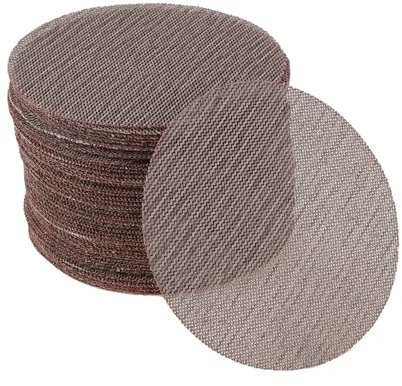 HEROFFIX 50 Pcs 5 Inch Abranet Sanding Mesh Anti-Clog Hook Loop Dust Free Net Sandpaper 120 Grit Brown Aluminum Oxide