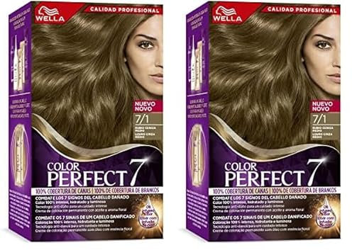 Wella Color Perfect - Tinte de Coloración Permanente para un Cabello Hidratado y Luminoso - Tonos Rubio Ceniza Medio (Paquete de 2)