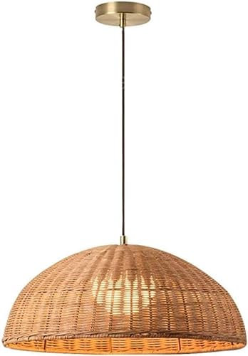 Lámpara Colgante de Techo con Forma de cúpula, candelabro Grande de Mimbre Estilo Bohemio, Tejido de bambú, Redondo, rústico, para Cocina, Isla, Comedor, Dormitorio de Granja