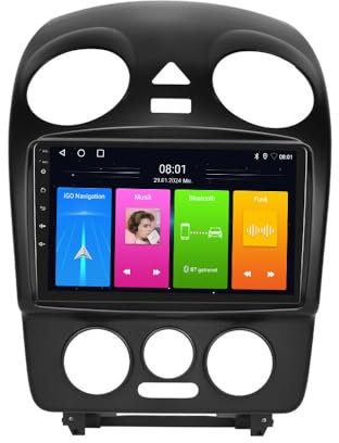 9 Zoll Touchscreen Navi Navigationsgeräte,GPS Navigation/Bluetooth/FM/2GB+32GB für VW New Beetle Cabriolet 1C1, 9C1 1Y7 2001-2010 OEM: 1C0035186