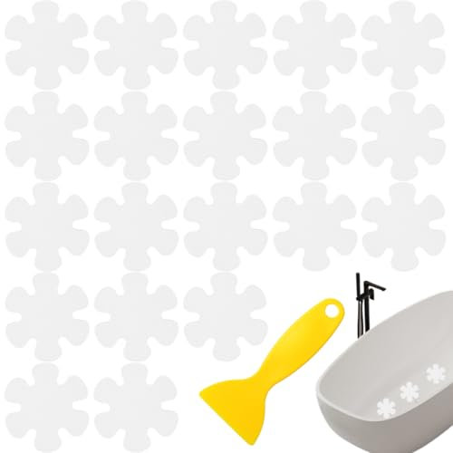 EORPAVU Adesivi vasca da bagno 20 adesivi antiscivolo per vasca e doccia con raschietto di alta qualità, tappetino doccia antiscivolo con fiori, adesivi antiscivolo per vasca