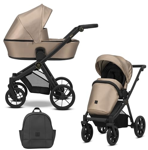 Kunert BRAV Kinderwagen 2 in 1 + Zubehör: Komfort, Sicherheit und Bequemlichkeit im eleganten und funktionalen Design, vielseitiges System, Aluminiumrahmen, leicht, einfach zu manövrieren, Kunstleder