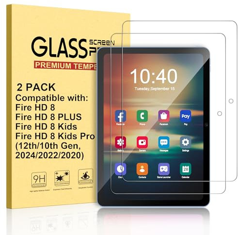 TrendGate 2 Stück Displayschutzfolie für 8/8 Plʌs/Kids Pro Tablet 8 Zoll (12./10. Generation, 2024/2022/2020), 9H Härte Premium Ultra Klarer Kratzfest Temperiert Glas Schutzfolie
