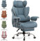 GTPLAYER Silla Gaming, Ergonómica Silla de Oficina con Soporte Lumbar con Muelles Ensacados, Asiento Ancho con Reposabrazos Flexible y Reposapiés, Ajustable en Altura Tela Tecnológica Azul Lago