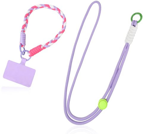 Cuerda para Móvil Universal con Parche, 2 Cadena con Hebilla Cuerda, Cordón para teléfono Celular, Cordón Colgante Movil Correa Ajustable, Correa Cruzada para la Muñeca para Todas Fundas de Móvil (02)