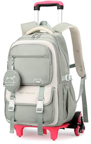 Tanou Schulrucksack Trolley für Mädchen, 30L Rucksack Teenager mit Rollen