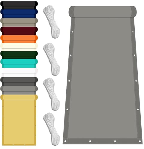 Sonnensegel mit Ösen 0.6 x 1 m Uv-Schutz Wetterfest Sonnensegel Balkon inkl Befestigungsseile Pergola sonnensegel für Garten Balkon Schwimmbad, Hellgrau