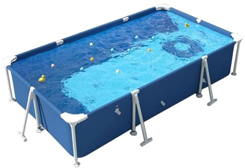 Easnuroz 120-300cm Stahl Pro Pool Schwimmbad Rechteckiger Metallrahmen Rechteckiger Swimmingpool Im Freien Außenschwimmbad Studenten Und Erwachsene Großes Planschbecken(300 * 201 * 66cm)