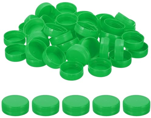 PATIKIL 38mm/1.5 Inner Plastic Bottle Cap, 200Pcs Replacement Screw Bottle Cap Storage Jug Lids for Craft DIY Juice Water Milk, Medium Green