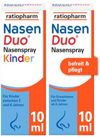 NasenDuo Nasenspray Kinder und Erwachsene als Familienset 2 x 10 ml | Stark zum Schnupfen, sanft zu Ihrer Nase und der Ihres Kindes. Mit 2-fach-Wirkung: Befreit die Nase & fördert die Wundheilung