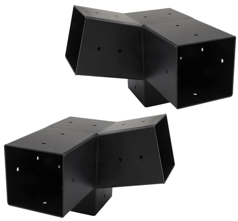 Gettimore Slanted Roof Pergola Brackets Wall Mount with Hardware for 4x4 inch Posts, Steel 3-Way and Unidirectional Outdoor Gazebo Support Kit, Black