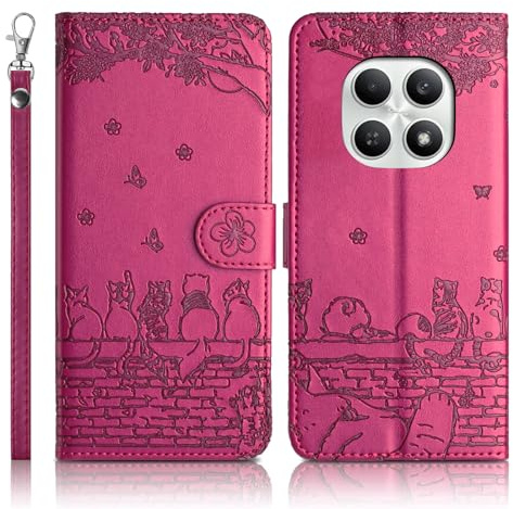 Succtopy Cover per Xiaomi Redmi Note 15 5G Premium Pelle PU Portafoglio Flip Libro Custodia Funzione Stand Slot Scheda Chiusura Magnetico Case Protettiva Custodia per Redmi Note 15 5G Rosa Rossa
