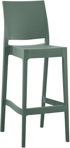 CLP Barhocker Outdoor stapelbar Flamur, Gartenhocker für draußen aus Kunststoff wetterfest UV-beständig, Stapelhocker bis 150 kg belastbar Farbe Oliv