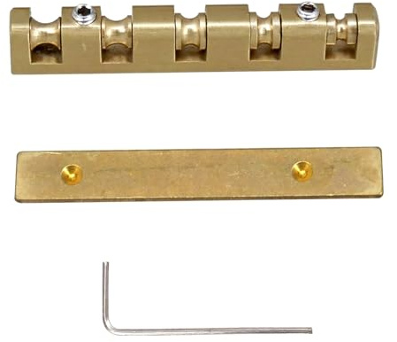 Adjustable Brass Roller Nut for 5 String Electric Bass Guitar Enhances Resonance and Tuning Stability Base Plate Elec Bass Nut
