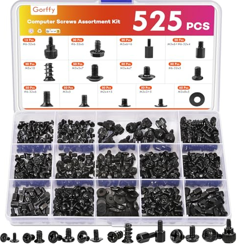 Gorffy 525PCS PC Screws Set, Motherboard Standoffs Kit | Computer Screws, #6-32 M2 M3 M5 Motherboard Screw, PC Case Screw, for Computer Motherboards Box HDD SSD Fan CD-ROM