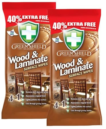 Green Shield Wood & Laminate Large Surface Wipes 2 x 70 Fits Flat Mop/Sweeper