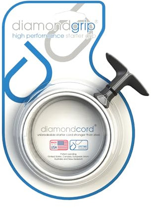 Diamondgrip Unbreakable, Small with 2.8mm x 1m cord - Petrol Engine Pull Starter Cord, Recoil Starter Replacement Cord Kit with Silver and Black starter handle