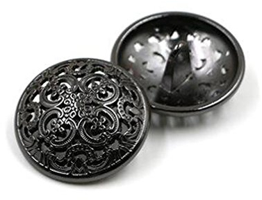 10PCS Kleidung Knopf - Retro Hollow Sewing Button Shank Runde Geformte Metall Button Set für Männer Frauen Blazer, Mantel, Uniform, Hemd, Anzug und Jacke (Schwarz, 25mm)