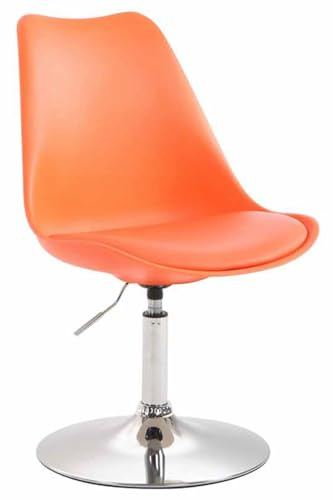 CLP Esszimmerstuhl Maverick Kunststoff I höhenverstellbarer Lehnstuhl I Drehstuhl mit Trompetenfuß I Sitzhöhe von ca. 43-48 cm, Farbe:orange, Gestell Farbe:Chrom