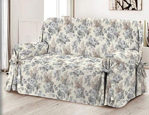 Homelife Sofabezug Beige & Couch Überzug | weicher Sessel & Sofa Überzug & Sofaüberwurf Decke Blumenmuster | Sofa Überwurf aus angenehmer Baumwolle | schöne Sofa Cover Abdeckung