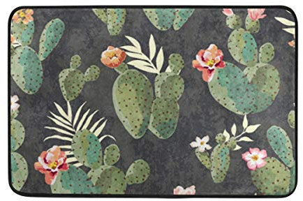 Kcldeci Badematte Tropischer Kaktus, Fußmatte für Eingang, Blumen, Pflanzen, Innenbereich, Fußmatte für den Eingangsbereich, Fußmatte, Fußmatte für Zuhause, Küche, Badezimmer, Büro, 40 x 60 cm