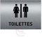 AUA SIGNALETIQUE - Plaque de porte Aluminium brossé imprimé AluSign - 210x150 mm - Double Face adhésif au dos (Toilettes H/F)