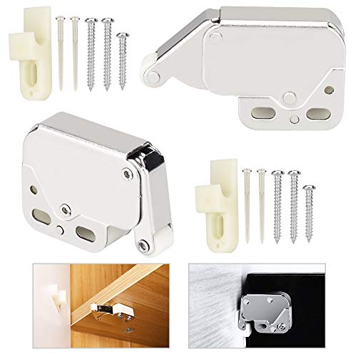 RMENOOR 2 Pcs Mini Latch Automatic Spring Catch,Push to Open Door Catches for Cupboard Metal Body Inter-Layer Spring Bounce Door Bolt Automatic Spring Catch for Window Shed Gate Cabinet Cupboard