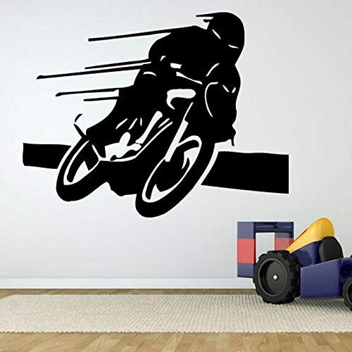 wZUN Biker Motorrad Wandaufkleber Motorradfahrer Fahrzeug Rennen Vinyl Wandtattoo Familienzimmer Dekoration 42X33cm