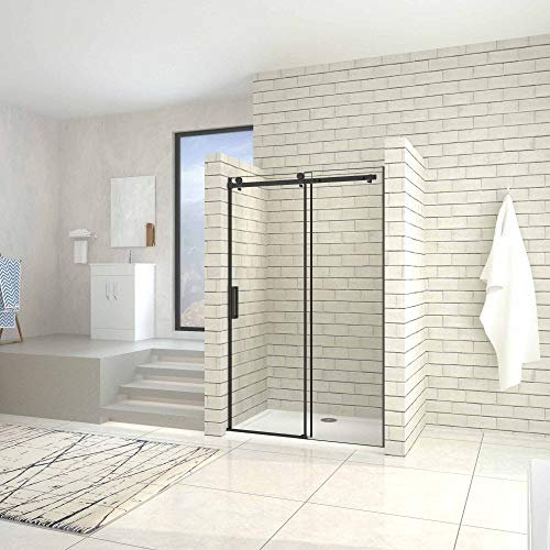 Box Doccia Per Niccia Porta Scorrevole Laterale Telaio Nero Opaco Vetro Temperato Trasparente 8 mm Anticalcare 100x200cm