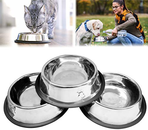 VORX Cat Pet Bowls Pack OF 3 Stainless Steel Cat Bowl With Non Slip Rubber Base Puppy Kitten Small Animals Feeding Bowls 15cm, 1% of Sale Value will be Donated to Children's Hospital Sheffield