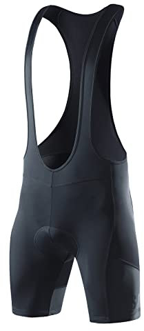 Santic Salopette Ciclismo Uomo Salopette Corta MTB Pantaloncini Imbottiti Bici Bib Shorts Estivo Fondello Rapida Black