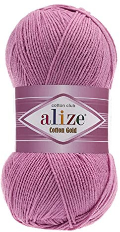 100g Strickgarn Alize Cotton Gold Uni Klassikgarn Häkelgarn Strick-Wolle Farbwahl, Farbe:98 hellviolett