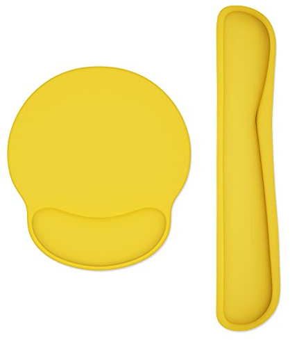 Dapesuom Keyboard Wrist Rest and Mouse Pad with Wrist Support, Memory Foam Wrist Rests for Keyboard and Mouse Set, Ergonomic Wrist Pad with Non Slip Base for Easy Typing & Pain Relief,Apricot Yellow