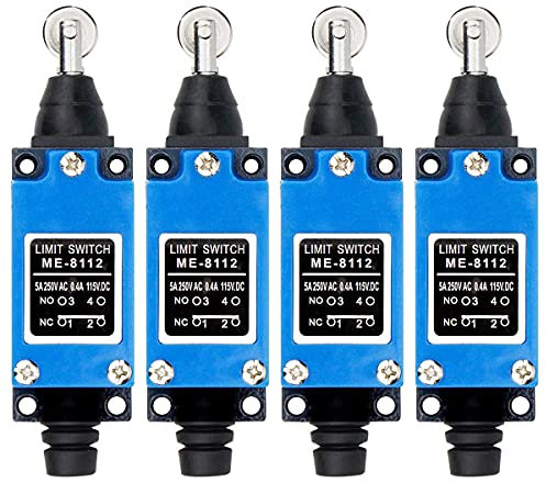 GUUZI 4 pezzi ME8112 Interruttore di Finecorsa Momentaneo a Pistone a Rullo 1NC 1NO 0~250V/5A