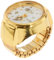 UKCOCO Ringuhr Ring Finger Uhr Elastischen Ring Uhr Vintage Ring Uhr Katze Muster Gold Runden Quarz- Fingerring Uhr für Frauen M?dchen Modeschmuck Kreativität