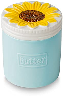 Butter Crock Butter Keeper Francia Butter Crock Bell en forma de campana de mantequilla Guardador de mantequilla azul con línea de agua