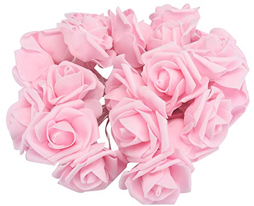 LED-Rosen-Lichterketten 20 Stück USB-Kunstblumen-Lichterketten Rosen-Lichterketten für Valentinstag-Hochzeitsdekoration (3 Meter 20 Lichter - rosa Rose - USB)